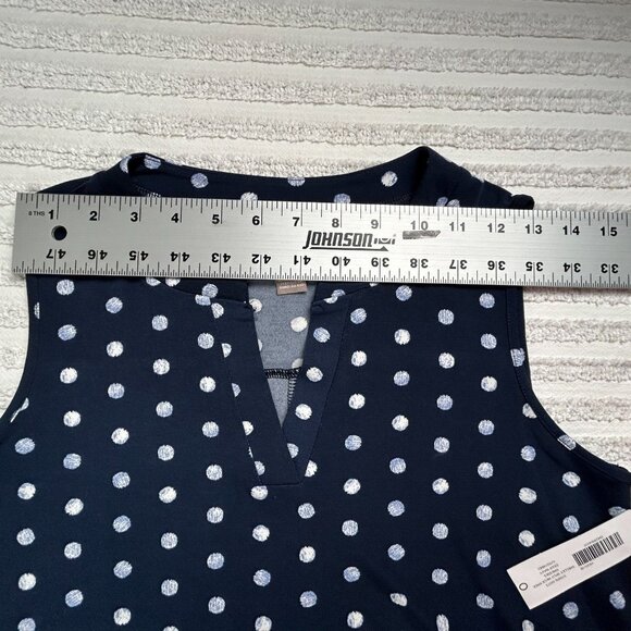 Chico's Women's Stripe Polka Dot Sleeveless Dress Shelley Split Neck Blue 0 New - Picture 6 of 9